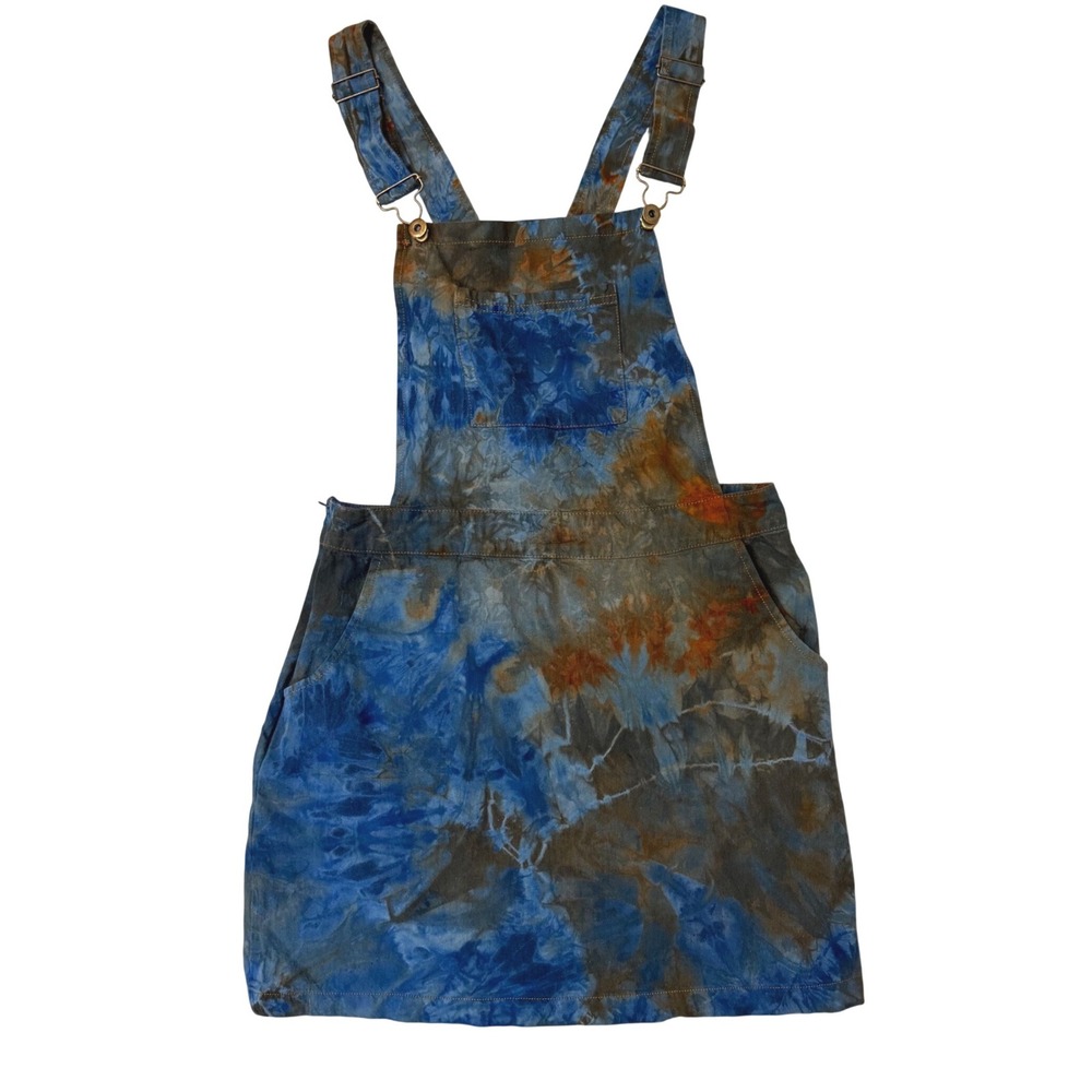 Rough & Tumble Vintage Ice Dye Denim Skirtall  Women's Small Boho Overall Dress